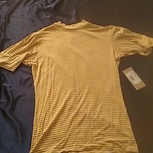 Albion Mustard Yellow White Striped Puff Sleeve T